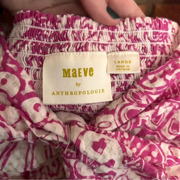 Maeve Anthropologie Tie-Back Printed Crop Top Floral Puff Sleeve Smocked Size L - Picture 4 of 6